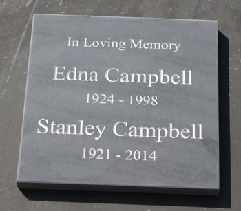 Husband and wife slate memorial.