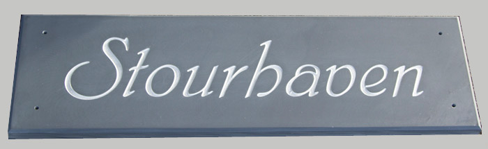 Large slate sign with beveled edges at 45 degrees